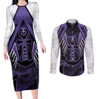Custom Fremantle Football Couples Matching Long Sleeve Bodycon Dress and Long Sleeve Button Shirt Dockers Anchor Sporty Style