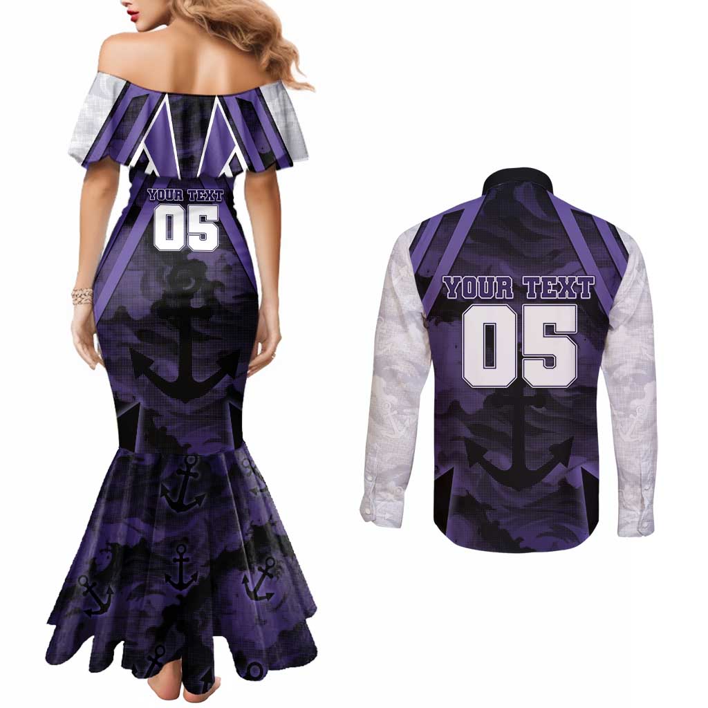 Custom Fremantle Football Couples Matching Mermaid Dress and Long Sleeve Button Shirt Dockers Anchor Sporty Style