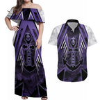 Custom Fremantle Football Couples Matching Off Shoulder Maxi Dress and Hawaiian Shirt Dockers Anchor Sporty Style