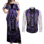 Custom Fremantle Football Couples Matching Off Shoulder Maxi Dress and Long Sleeve Button Shirt Dockers Anchor Sporty Style