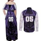 Custom Fremantle Football Couples Matching Off Shoulder Maxi Dress and Long Sleeve Button Shirt Dockers Anchor Sporty Style