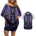 Custom Fremantle Football Couples Matching Off Shoulder Short Dress and Hawaiian Shirt Dockers Anchor Sporty Style