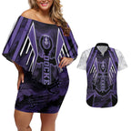 Custom Fremantle Football Couples Matching Off Shoulder Short Dress and Hawaiian Shirt Dockers Anchor Sporty Style