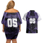 Custom Fremantle Football Couples Matching Off Shoulder Short Dress and Hawaiian Shirt Dockers Anchor Sporty Style