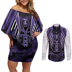 Custom Fremantle Football Couples Matching Off Shoulder Short Dress and Long Sleeve Button Shirt Dockers Anchor Sporty Style
