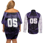 Custom Fremantle Football Couples Matching Off Shoulder Short Dress and Long Sleeve Button Shirt Dockers Anchor Sporty Style