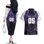 Custom Fremantle Football Couples Matching Off The Shoulder Long Sleeve Dress and Hawaiian Shirt Dockers Anchor Sporty Style