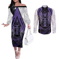 Custom Fremantle Football Couples Matching Off The Shoulder Long Sleeve Dress and Long Sleeve Button Shirt Dockers Anchor Sporty Style