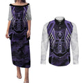 Custom Fremantle Football Couples Matching Puletasi and Long Sleeve Button Shirt Dockers Anchor Sporty Style