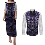 Custom Fremantle Football Couples Matching Puletasi and Long Sleeve Button Shirt Dockers Anchor Sporty Style