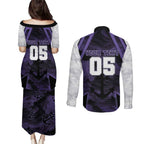 Custom Fremantle Football Couples Matching Puletasi and Long Sleeve Button Shirt Dockers Anchor Sporty Style