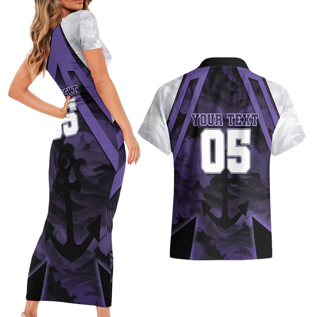 Custom Fremantle Football Couples Matching Short Sleeve Bodycon Dress and Hawaiian Shirt Dockers Anchor Sporty Style