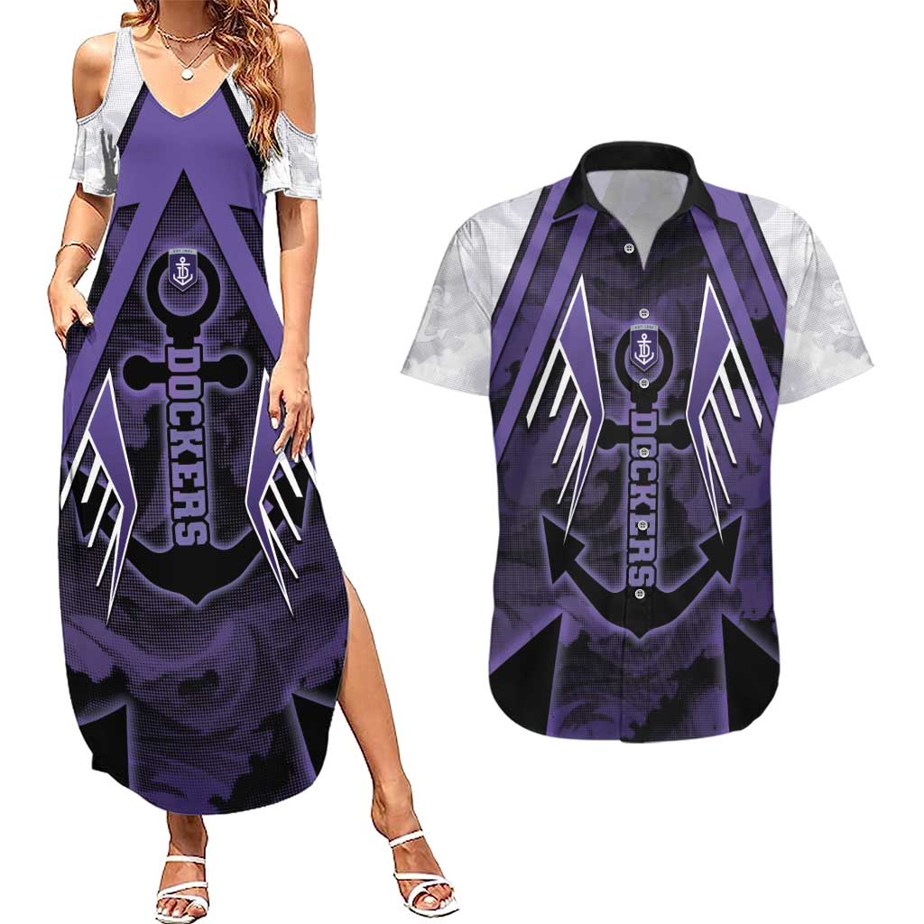 Custom Fremantle Football Couples Matching Summer Maxi Dress and Hawaiian Shirt Dockers Anchor Sporty Style