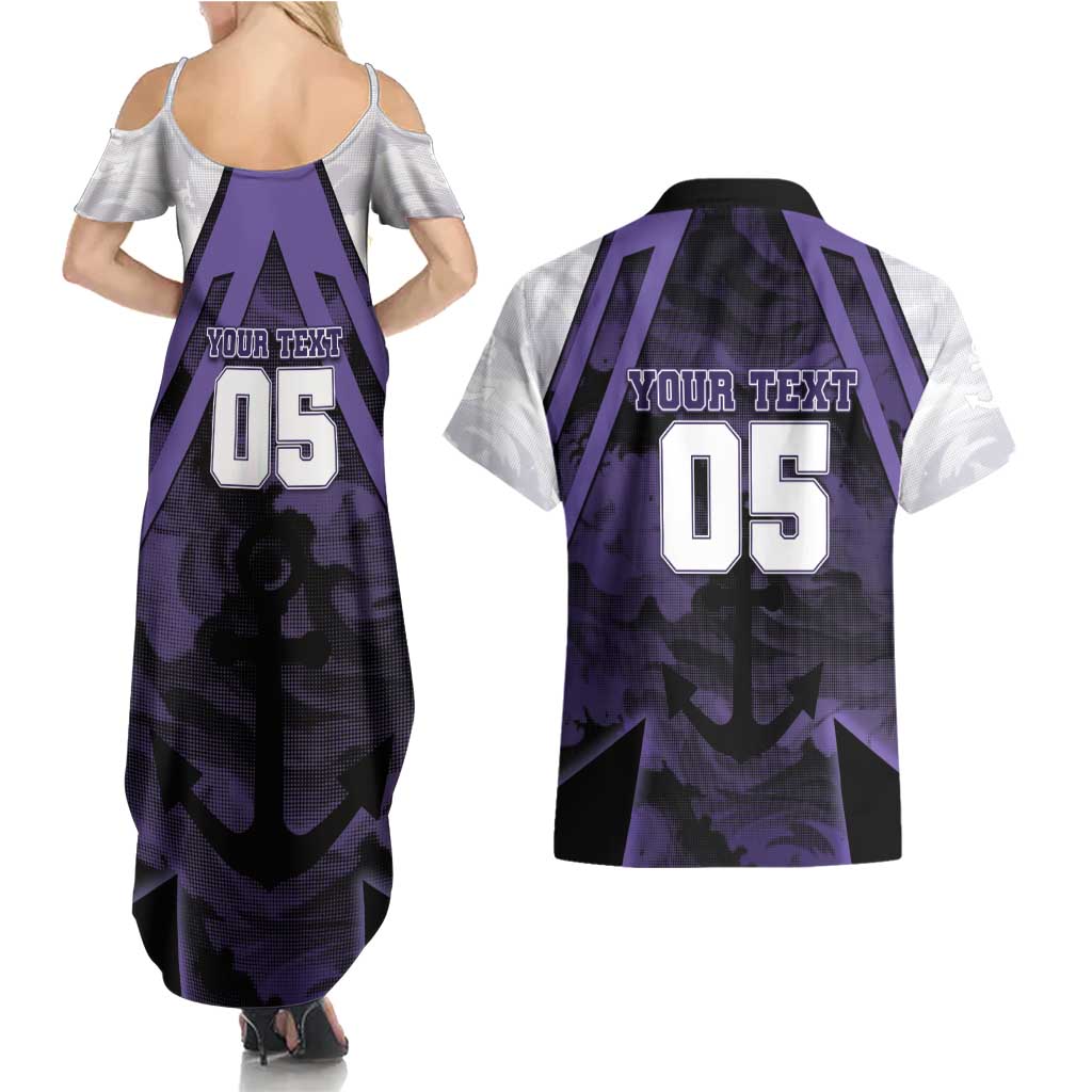 Custom Fremantle Football Couples Matching Summer Maxi Dress and Hawaiian Shirt Dockers Anchor Sporty Style