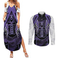 Custom Fremantle Football Couples Matching Summer Maxi Dress and Long Sleeve Button Shirt Dockers Anchor Sporty Style