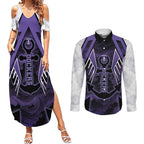 Custom Fremantle Football Couples Matching Summer Maxi Dress and Long Sleeve Button Shirt Dockers Anchor Sporty Style