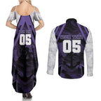 Custom Fremantle Football Couples Matching Summer Maxi Dress and Long Sleeve Button Shirt Dockers Anchor Sporty Style