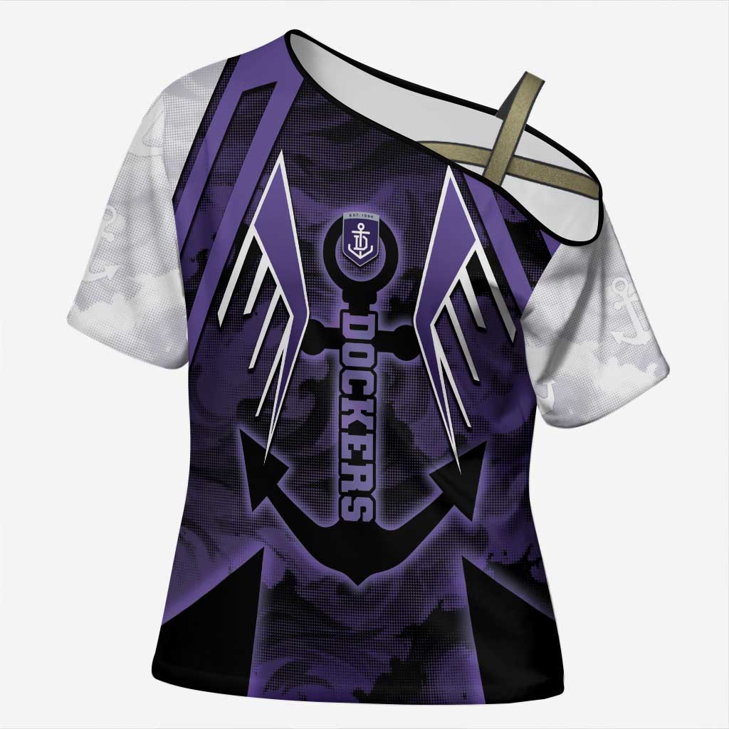 Custom Fremantle Football Cross Shoulder Shirt Dockers Anchor Sporty Style