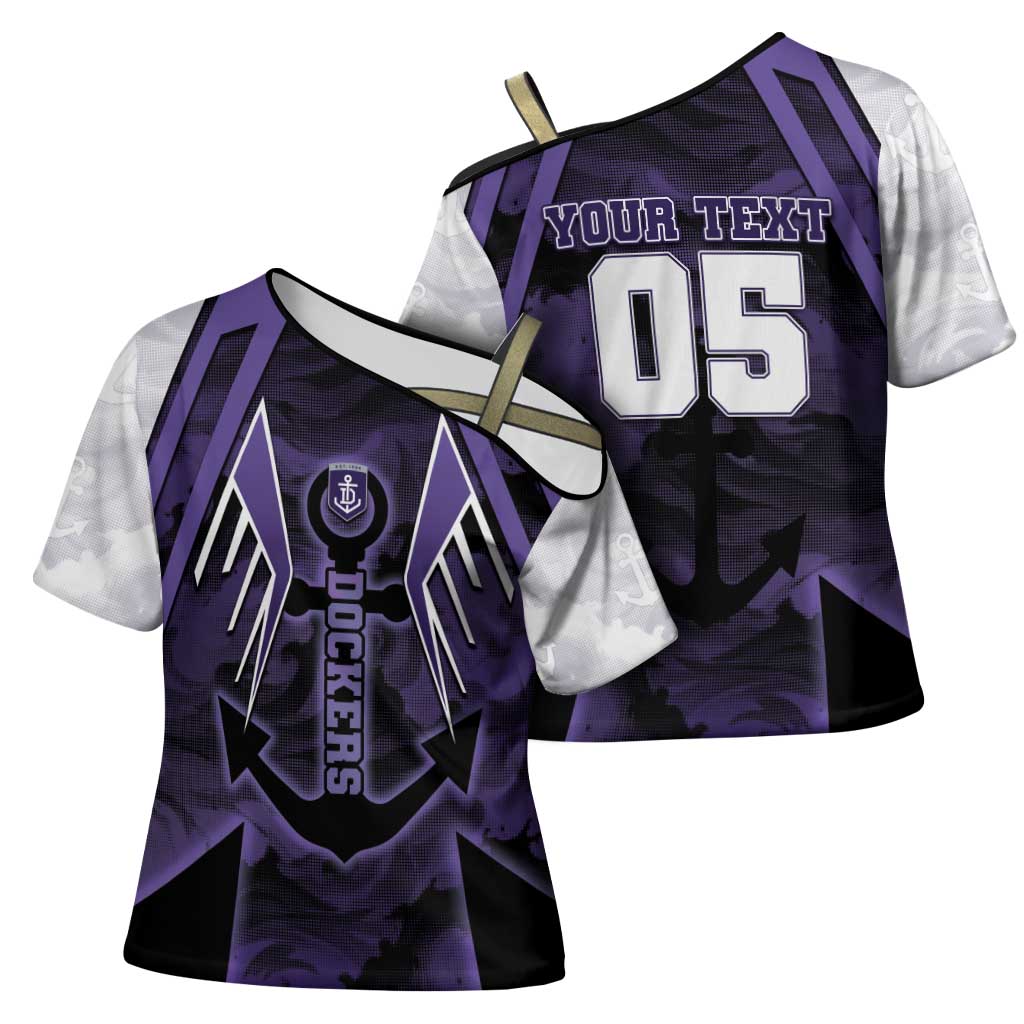Custom Fremantle Football Cross Shoulder Shirt Dockers Anchor Sporty Style