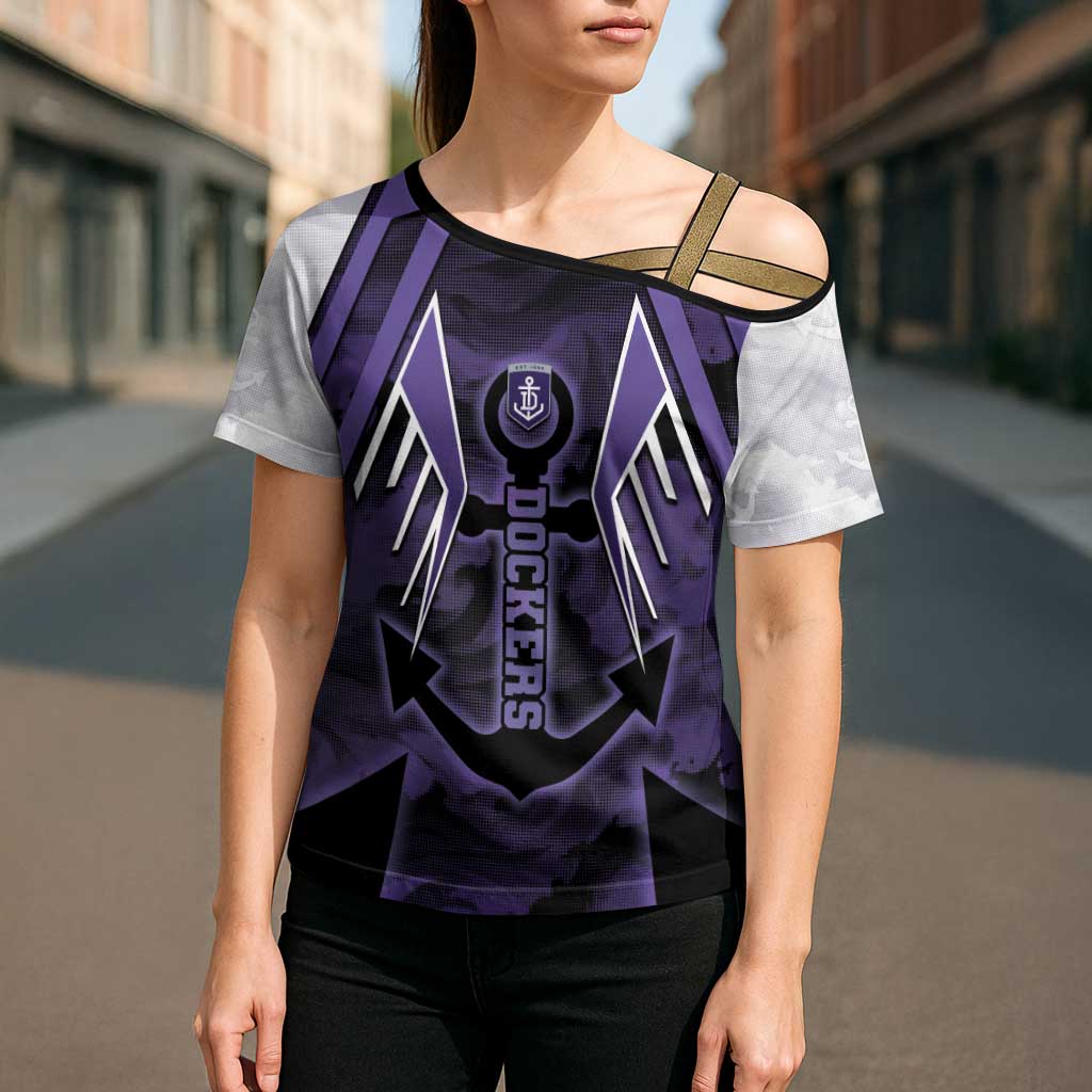 Custom Fremantle Football Cross Shoulder Shirt Dockers Anchor Sporty Style