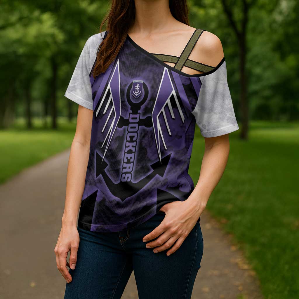 Custom Fremantle Football Cross Shoulder Shirt Dockers Anchor Sporty Style