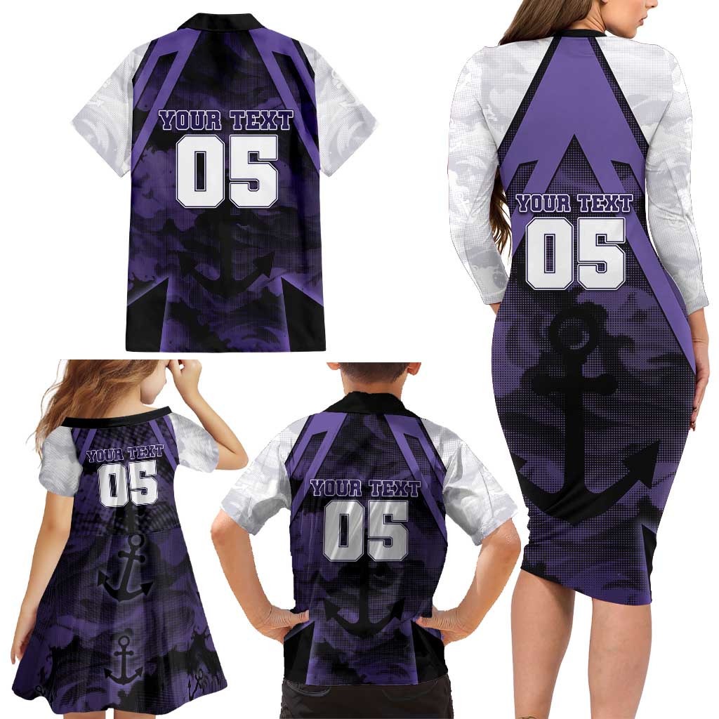 Custom Fremantle Football Family Matching Long Sleeve Bodycon Dress and Hawaiian Shirt Dockers Anchor Sporty Style