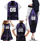 Custom Fremantle Football Family Matching Off The Shoulder Long Sleeve Dress and Hawaiian Shirt Dockers Anchor Sporty Style