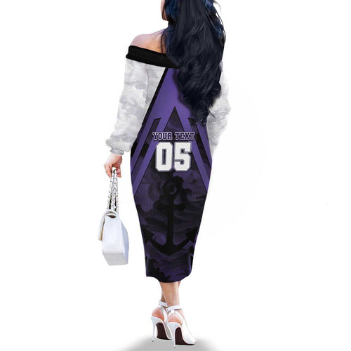 Custom Fremantle Football Family Matching Off The Shoulder Long Sleeve Dress and Hawaiian Shirt Dockers Anchor Sporty Style