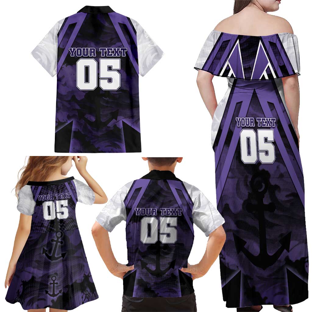 Custom Fremantle Football Family Matching Off Shoulder Maxi Dress and Hawaiian Shirt Dockers Anchor Sporty Style