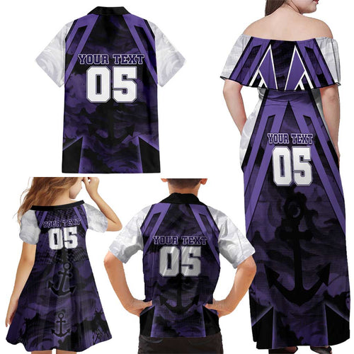 Custom Fremantle Football Family Matching Off Shoulder Maxi Dress and Hawaiian Shirt Dockers Anchor Sporty Style