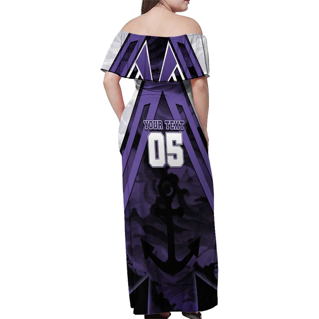 Custom Fremantle Football Family Matching Off Shoulder Maxi Dress and Hawaiian Shirt Dockers Anchor Sporty Style