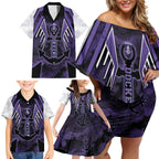Custom Fremantle Football Family Matching Off Shoulder Short Dress and Hawaiian Shirt Dockers Anchor Sporty Style