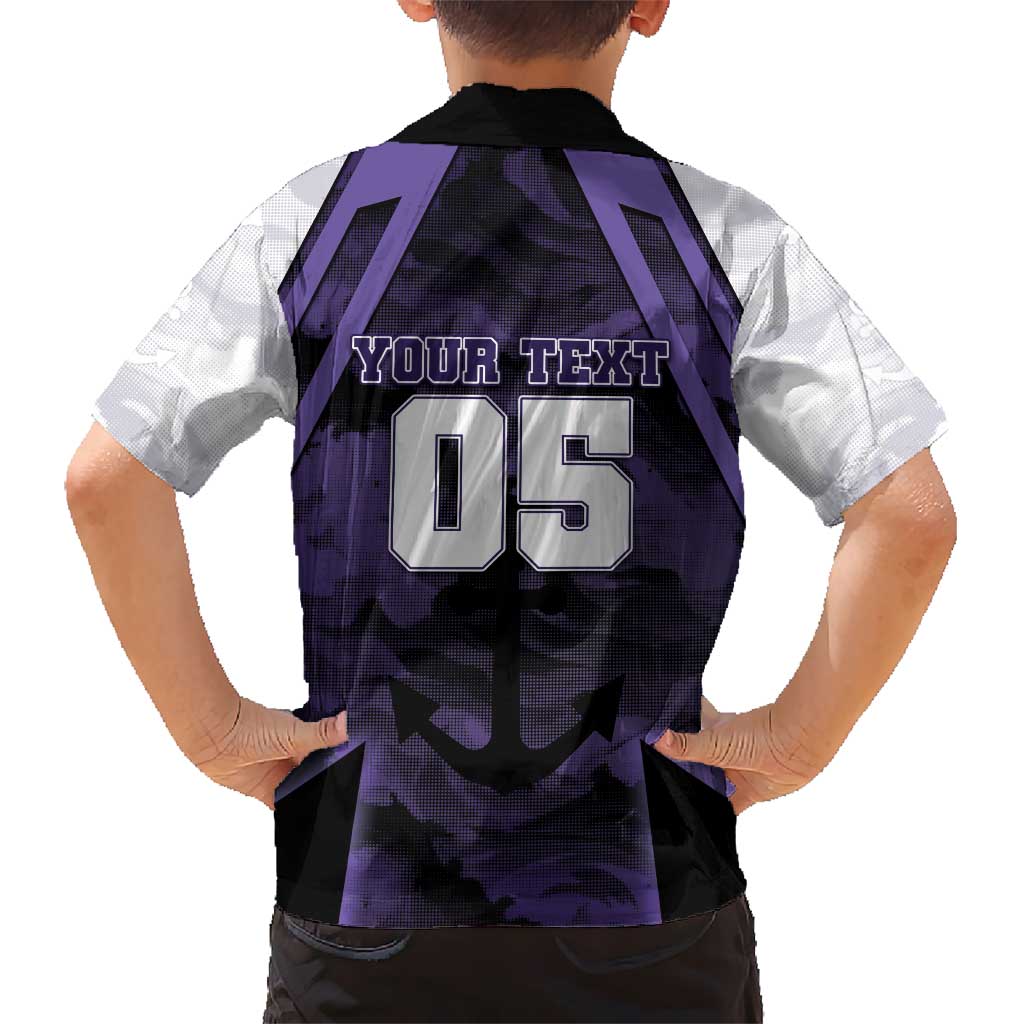 Custom Fremantle Football Family Matching Off Shoulder Short Dress and Hawaiian Shirt Dockers Anchor Sporty Style