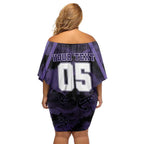 Custom Fremantle Football Family Matching Off Shoulder Short Dress and Hawaiian Shirt Dockers Anchor Sporty Style
