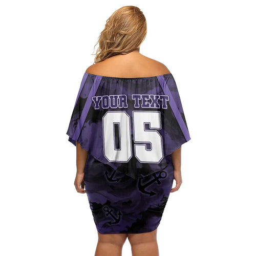 Custom Fremantle Football Family Matching Off Shoulder Short Dress and Hawaiian Shirt Dockers Anchor Sporty Style
