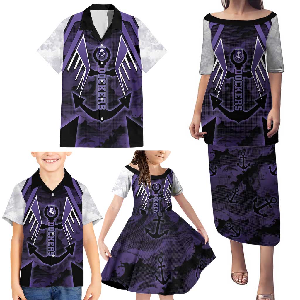 Custom Fremantle Football Family Matching Puletasi and Hawaiian Shirt Dockers Anchor Sporty Style