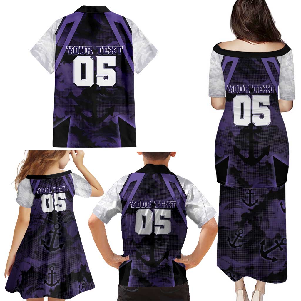 Custom Fremantle Football Family Matching Puletasi and Hawaiian Shirt Dockers Anchor Sporty Style
