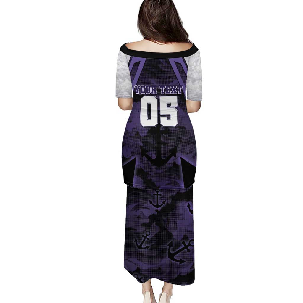 Custom Fremantle Football Family Matching Puletasi and Hawaiian Shirt Dockers Anchor Sporty Style