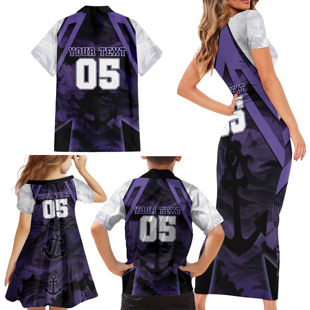 Custom Fremantle Football Family Matching Short Sleeve Bodycon Dress and Hawaiian Shirt Dockers Anchor Sporty Style