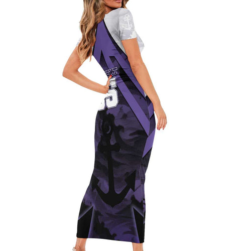 Custom Fremantle Football Family Matching Short Sleeve Bodycon Dress and Hawaiian Shirt Dockers Anchor Sporty Style