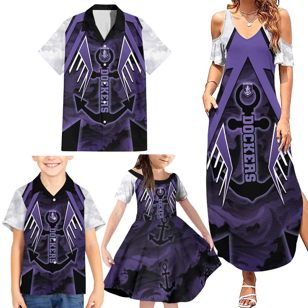 Custom Fremantle Football Family Matching Summer Maxi Dress and Hawaiian Shirt Dockers Anchor Sporty Style