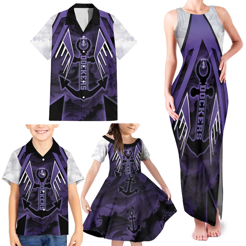 Custom Fremantle Football Family Matching Tank Maxi Dress and Hawaiian Shirt Dockers Anchor Sporty Style