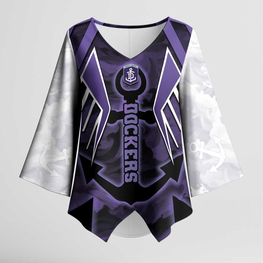 Custom Fremantle Football Kimono Sleeve Blouse Dockers Anchor Sporty Style