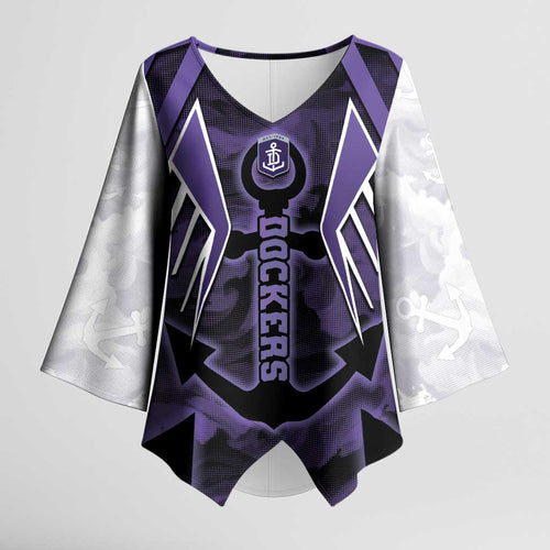 Custom Fremantle Football Kimono Sleeve Blouse Dockers Anchor Sporty Style