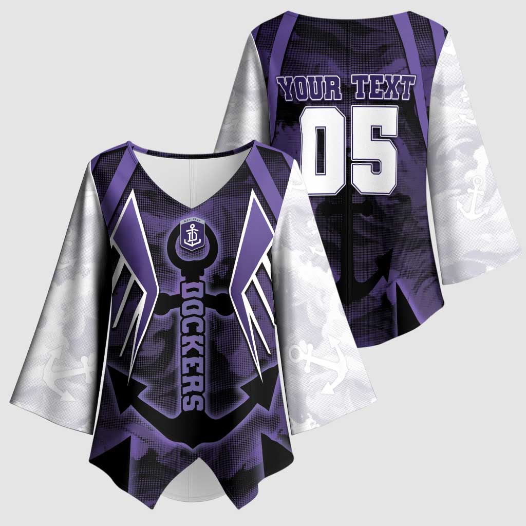 Custom Fremantle Football Kimono Sleeve Blouse Dockers Anchor Sporty Style