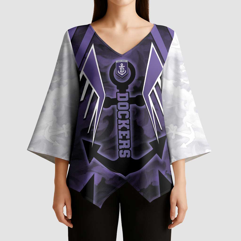 Custom Fremantle Football Kimono Sleeve Blouse Dockers Anchor Sporty Style