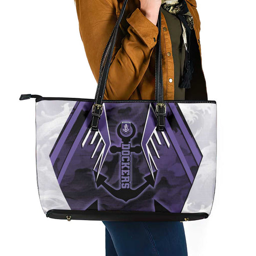 Fremantle Football Leather Tote Bag Dockers Anchor Sporty Style