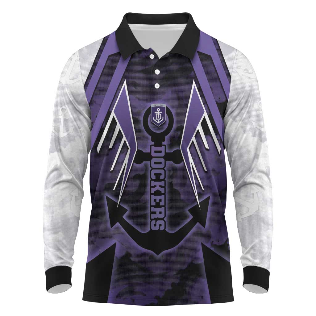 Custom Fremantle Football Long Sleeve Polo Shirt Dockers Anchor Sporty Style