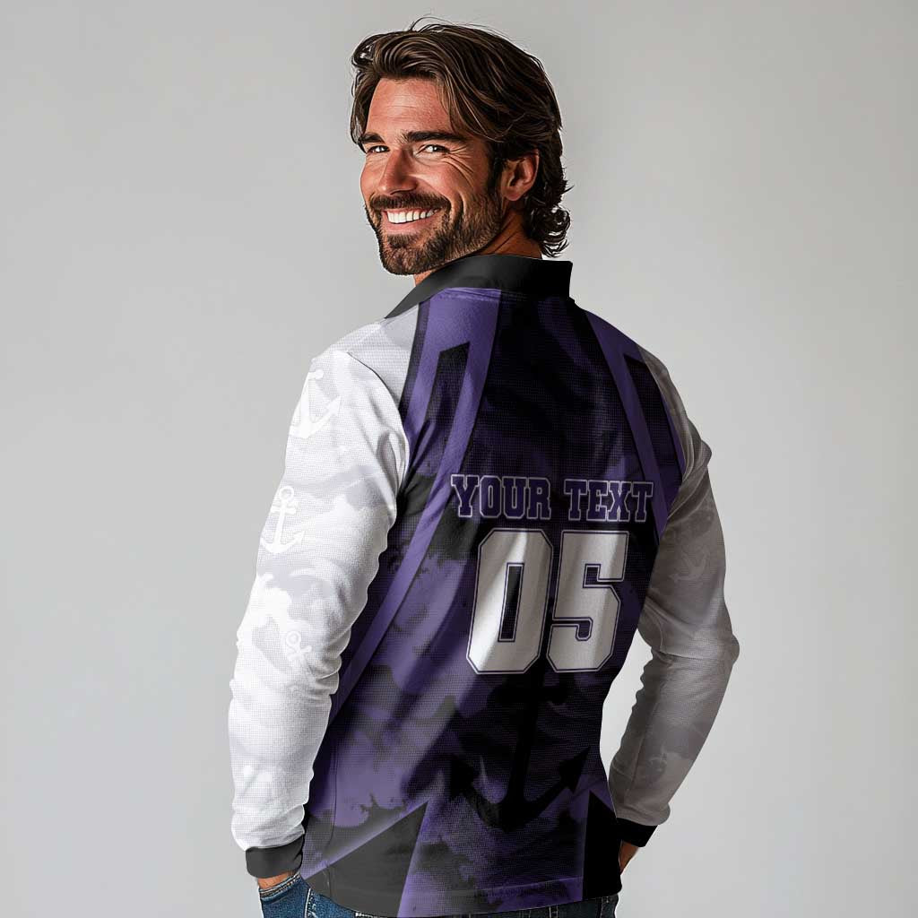 Custom Fremantle Football Long Sleeve Polo Shirt Dockers Anchor Sporty Style