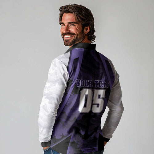 Custom Fremantle Football Long Sleeve Polo Shirt Dockers Anchor Sporty Style